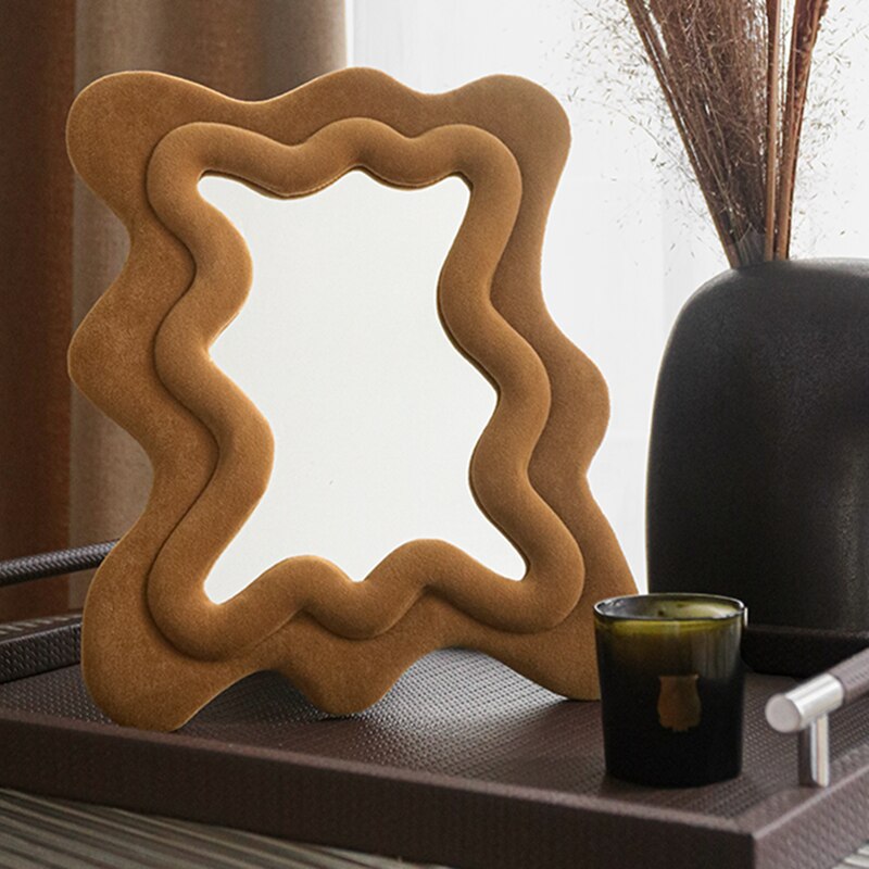 Small Squiggly Mirror in Caramel