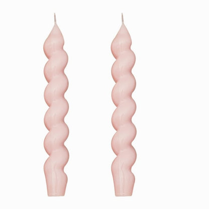 Set of Twisted Candles in Baby Pink