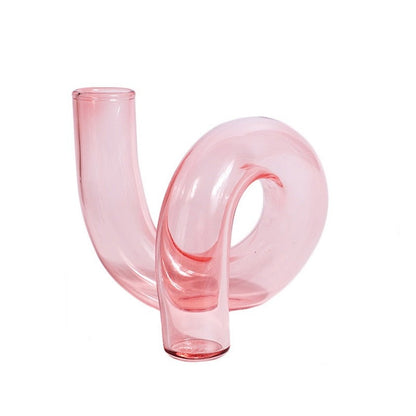 Twisted Glass Candle Holder in Pink