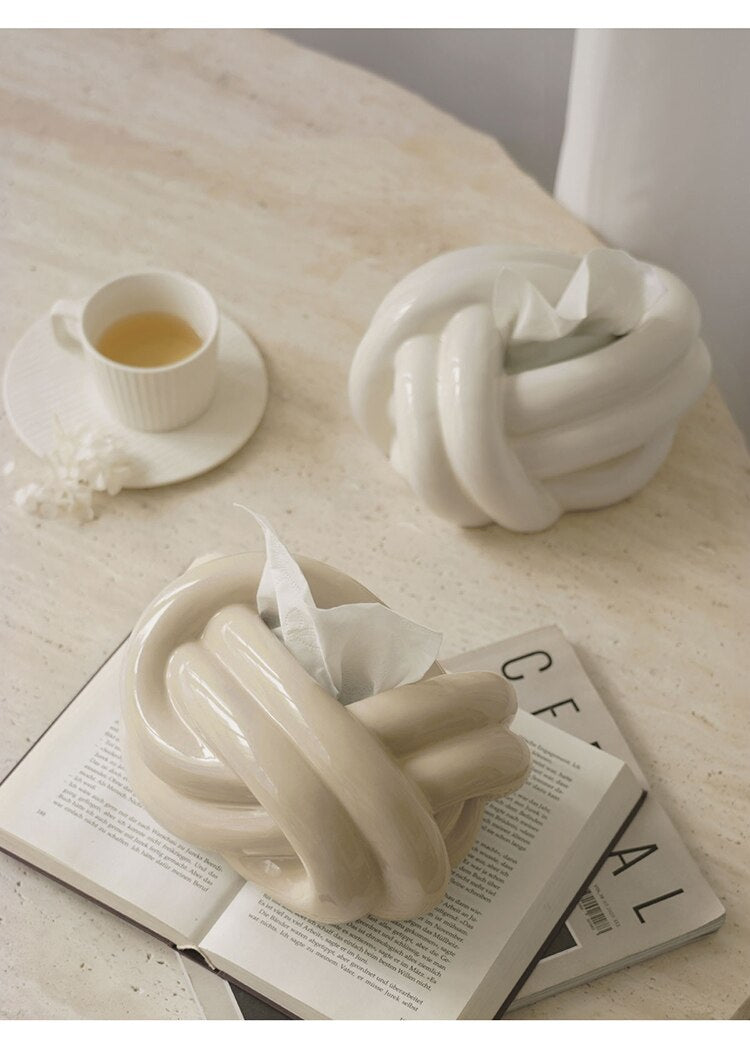 Knot Shape Tissue Box in Cream