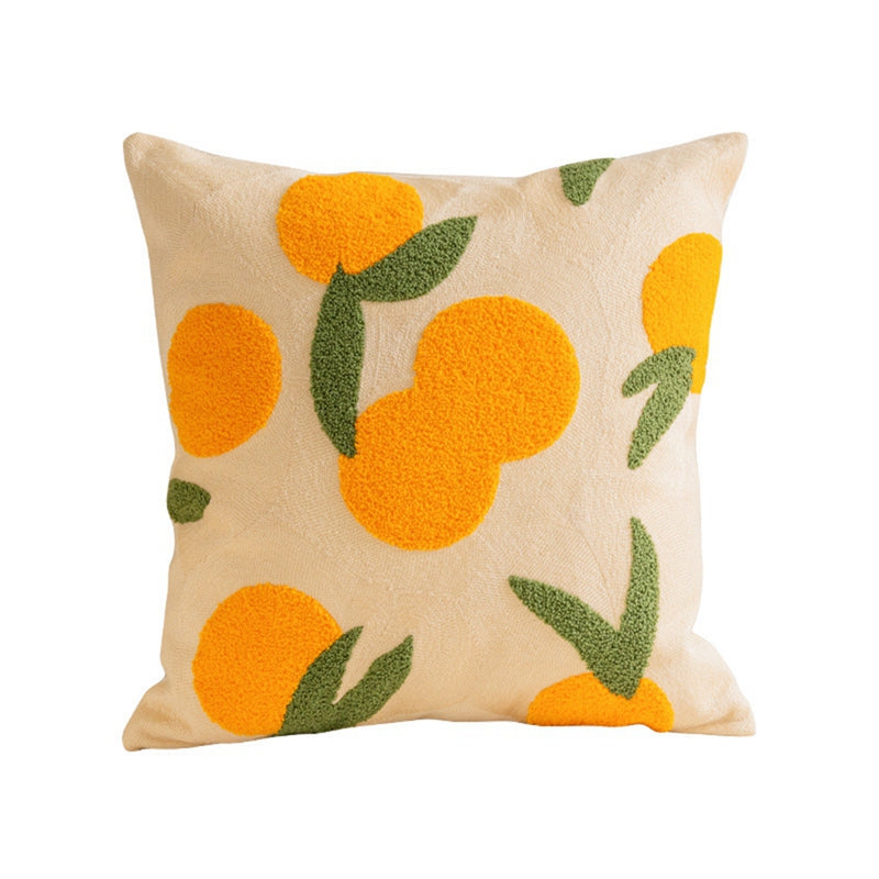 Pillow Case with Orange Fruit Detail