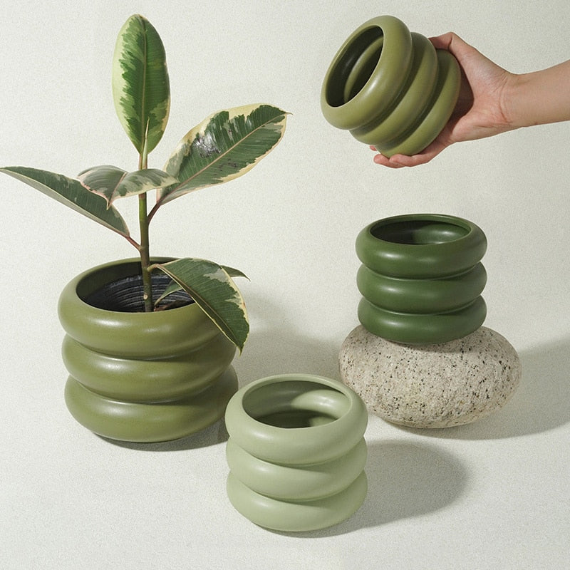 Small Ceramic Plant Pot in Sage