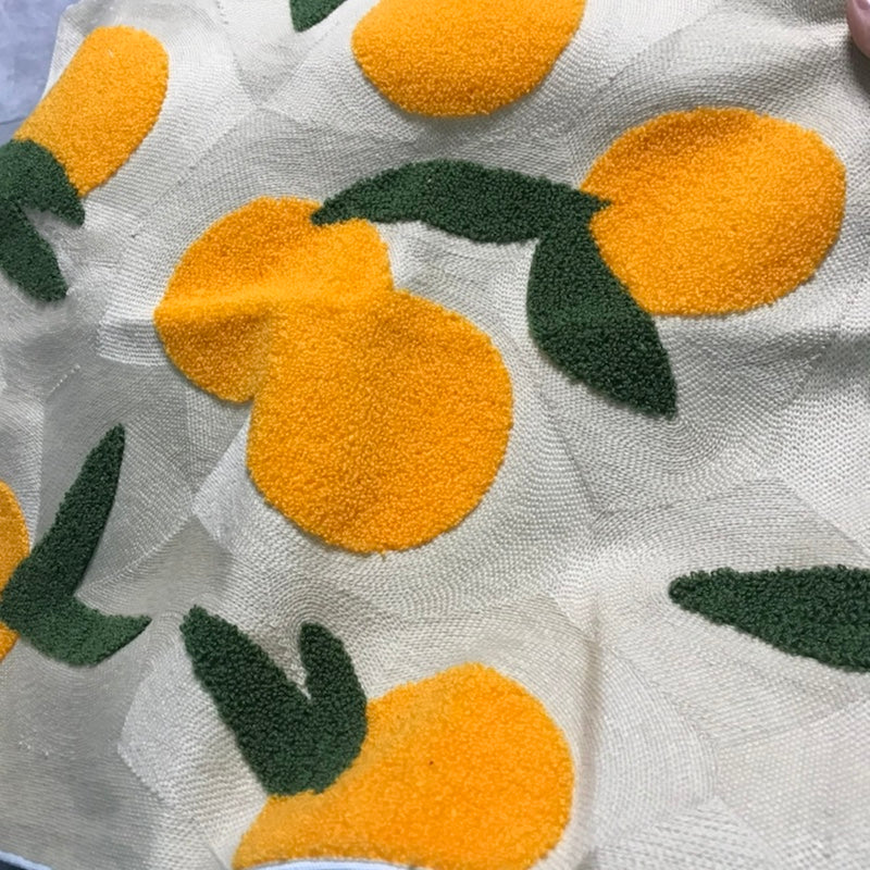 Pillow Case with Orange Fruit Detail