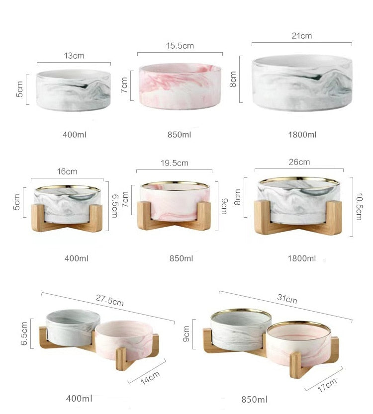 Grey & Pink Pet Bowls + Double Stand