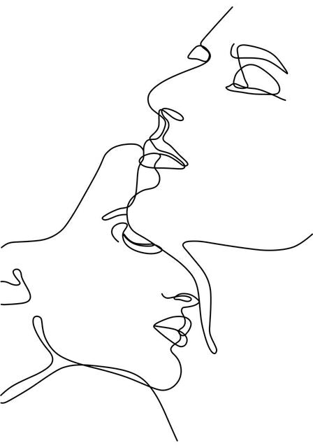 Minimalist Abstract Picture in Embraced Faces