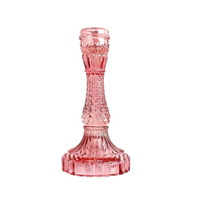 Glass Candle Holder in Pink