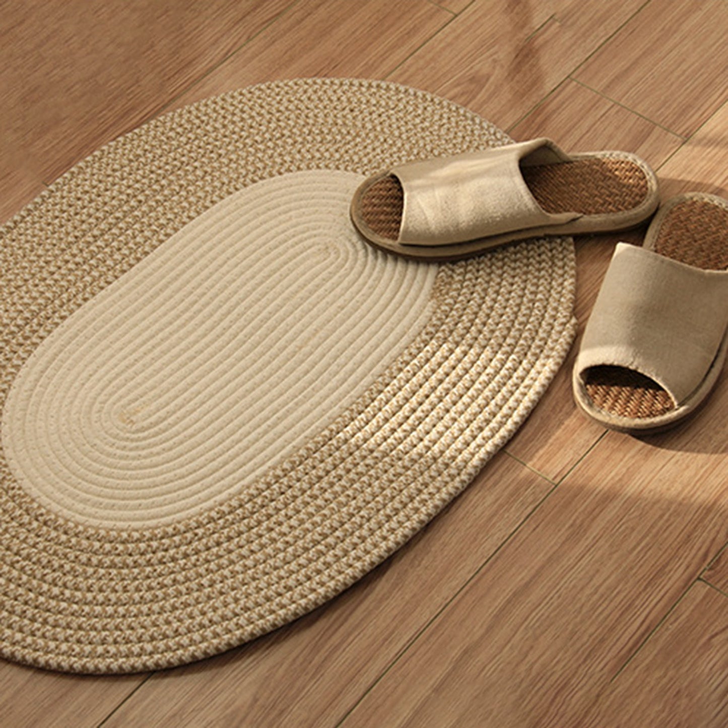 Hand-woven Floor Mat in Beige / Cream