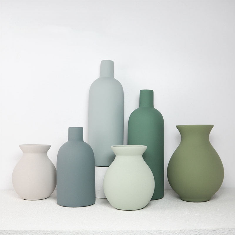Nordic Ceramic Vase in Pastel Sage