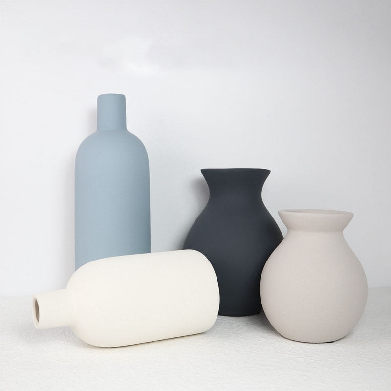 Nordic Ceramic Vase in Light Grey