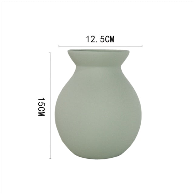 Nordic Ceramic Vase in Pastel Sage