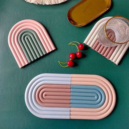 Set of Silicone Removable Rainbow Coasters