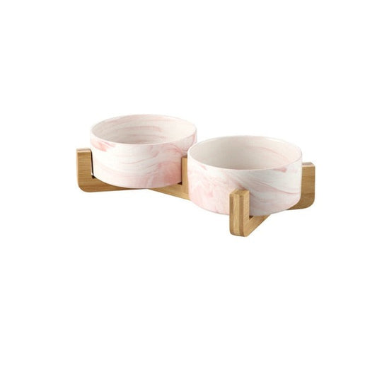 Pink Pet Bowls + Double Stand