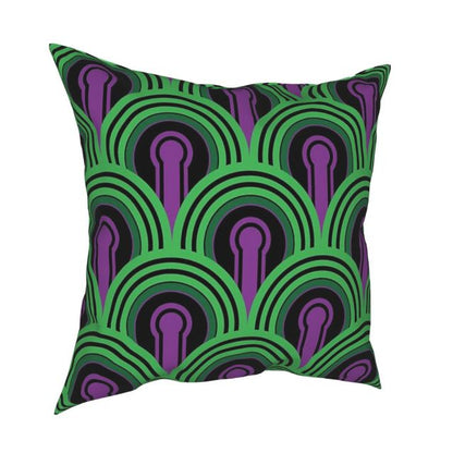 Pillow Case in Green / Purple Print