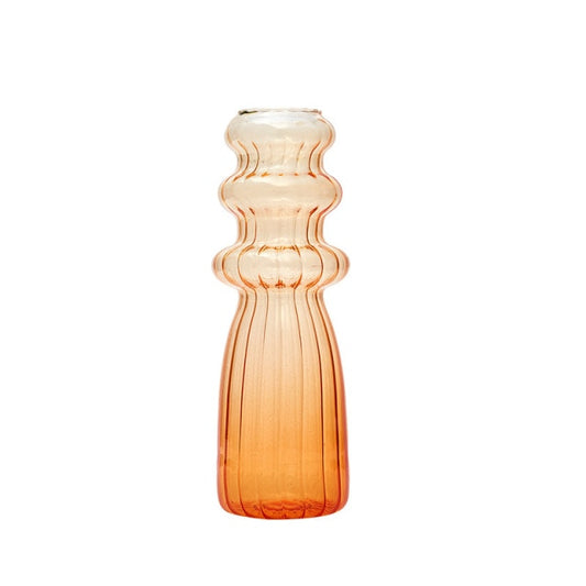 Ribbed Gradient Stained Glass Vase in Orange / Peach