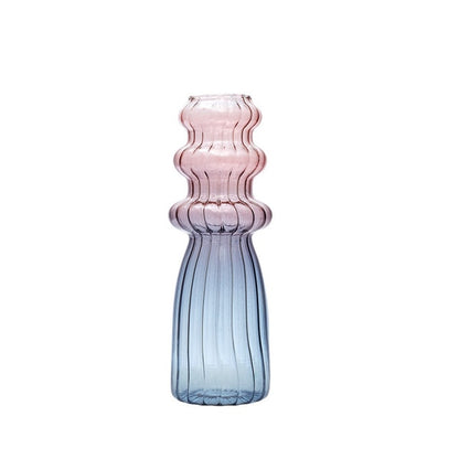 Ribbed Gradient Stained Glass Vase in Pink / Blue