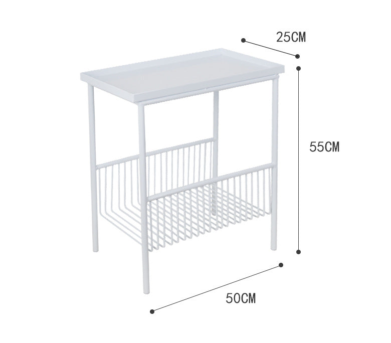 Side Table With Underneath Storage in White