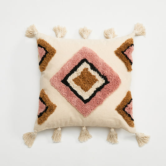 Pillow Cover in Pink Tuft Tassels