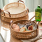 Small Hand-Woven Round Rattan Basket in Brown