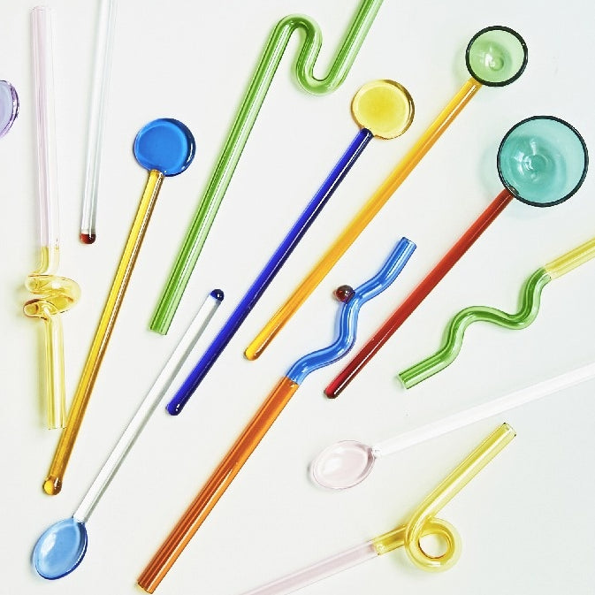 Coloured Glass Straw in Green / Yellow