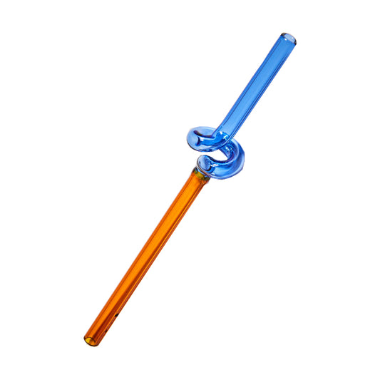 Coloured Glass Straw in Blue / Orange