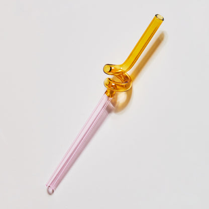 Coloured Glass Straw in Yellow / Pink