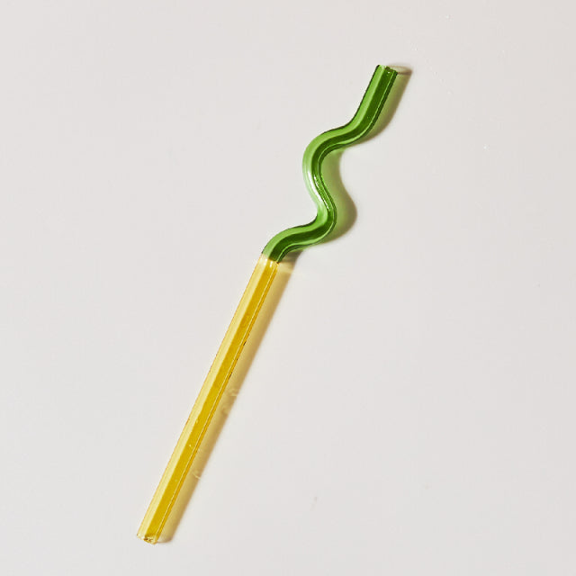 Coloured Glass Straw in Green / Yellow