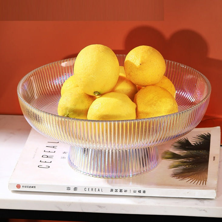 Large Glass Fruit Bowl in Brown