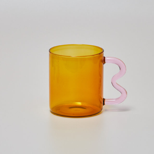 Colourful Glass Mug in Orange / Pink