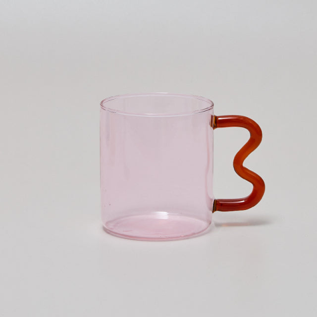 Colourful Glass Mug in Pink / Brown