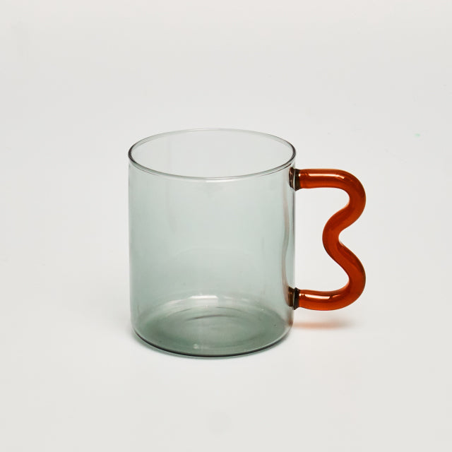 Colourful Glass Mug in Grey / Brown