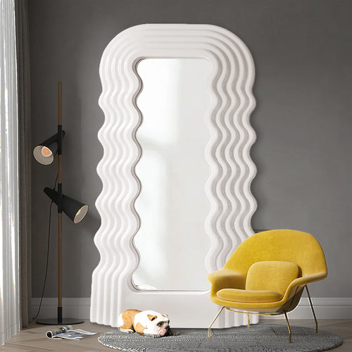 Body Length Wavy Mirror in White