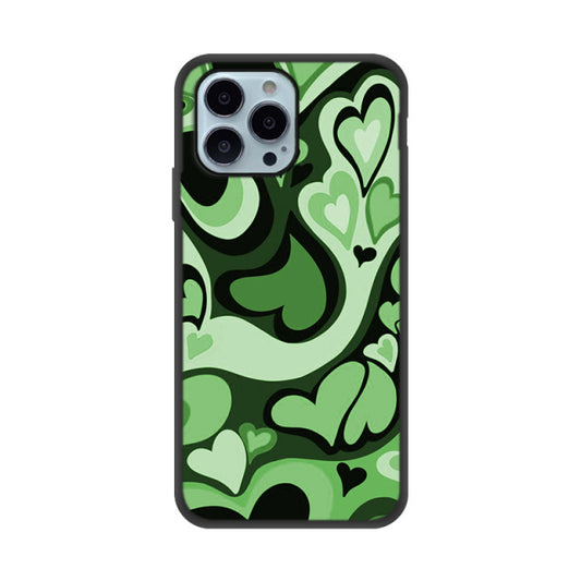 iPhone Case in Green Hearts