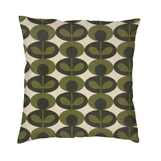 Pillow Case in Olive Green Print